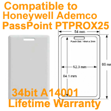 Honeywell Northern Ademco PassPoint 34bit A14001 Format Clamshell Card Compatible PTPROX25